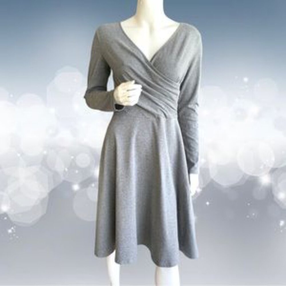 Laksmi Gray Wrap Dress Cap Sleeve A-Line Size Medium